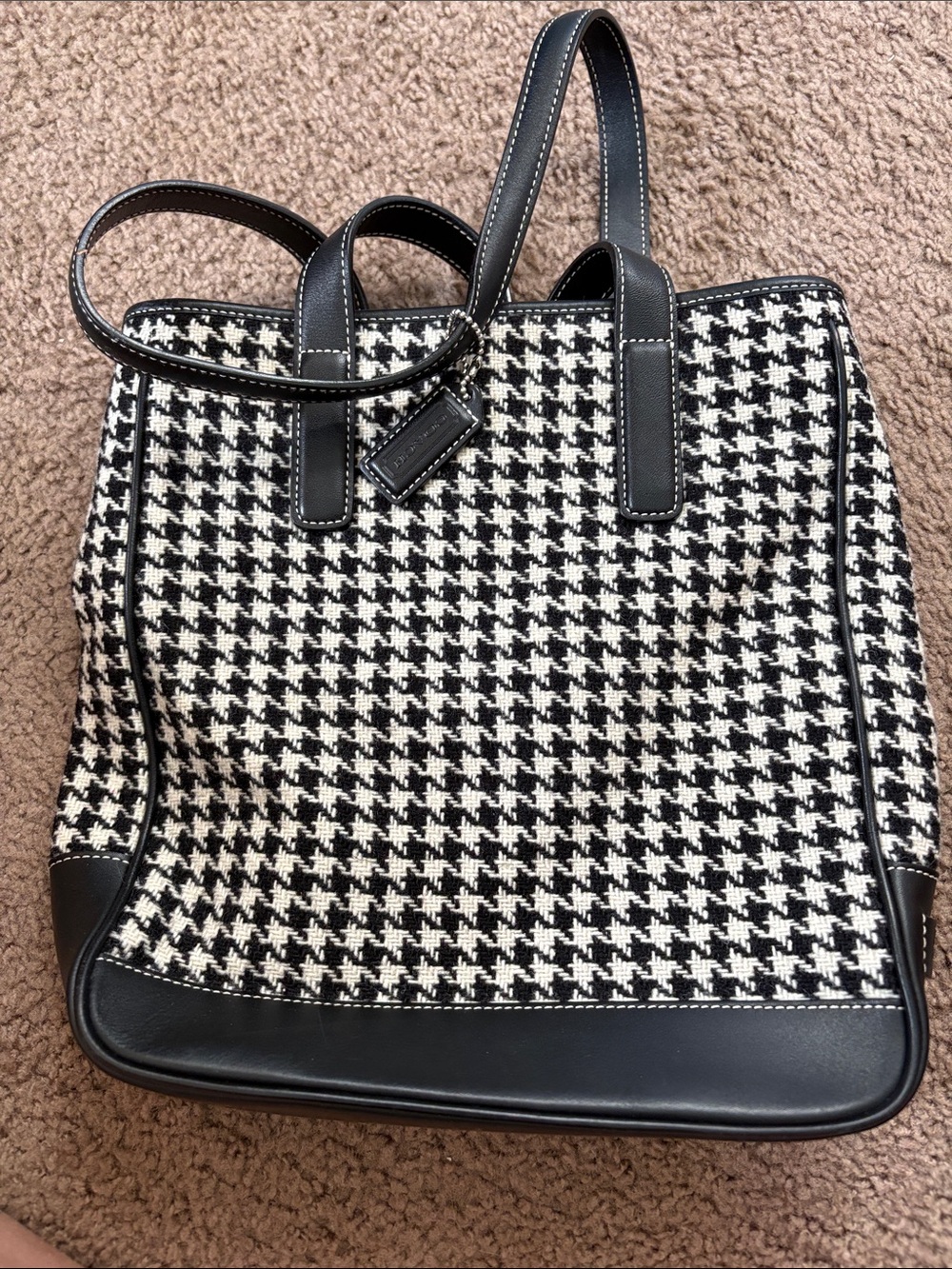 Coach Black & White Houndstooth Tote